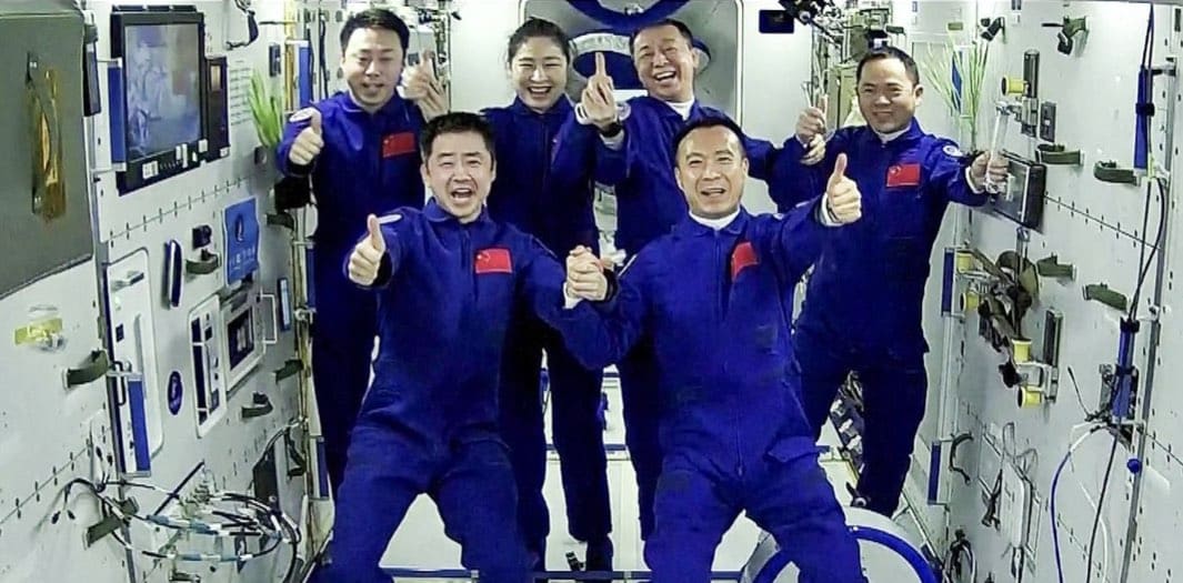 The Chinese Space Station Hosts Six Astronauts