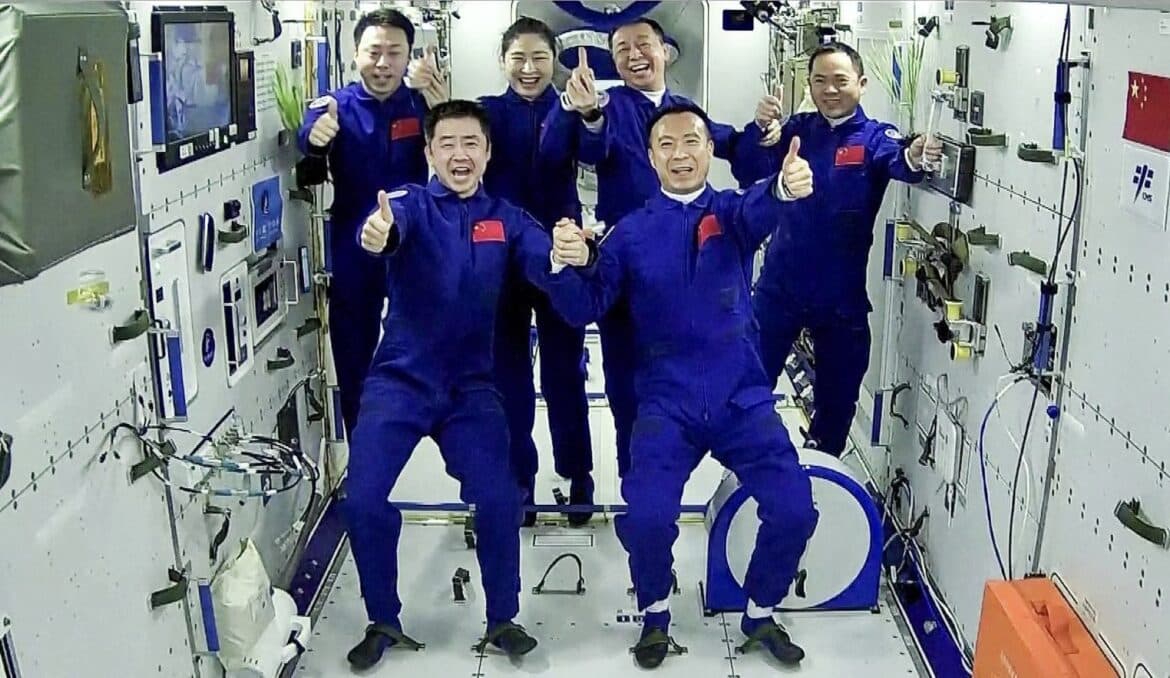 The Chinese Space Station Hosts Six Astronauts